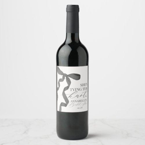Black Bow Tying the Knot Bridal Shower Favors Wine Label