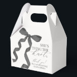 Black Bow Tying the Knot Bridal Shower Gift Favor Boxes<br><div class="desc">Elevate your baby shower with this Coquette Black Bow Party Decor! This timeless design adds a touch of elegance and charm to any event, featuring a beautifully crafted bow adorned with delicate black hues. This collection is sure to impress your guests and create lasting memories and perfect for adding some...</div>