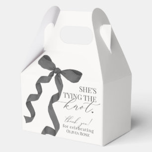 Black Bow Tying the Knot Bridal Shower Gift Favor Boxes
