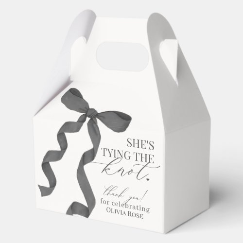 Black Bow Tying the Knot Bridal Shower Gift Favor Boxes