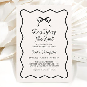 Black Bow Tying the Knot Bridal Shower Invitation