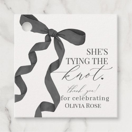 Black Bow Tying the Knot Bridal Shower Party Favor Tags