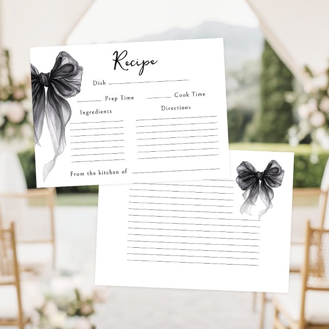 Black Bow Tying the Knot Bridal Shower Recipe Card (Creator Uploaded)