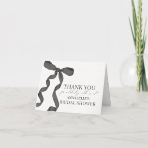 Black Bow Tying the Knot Bridal Shower Thank You Card