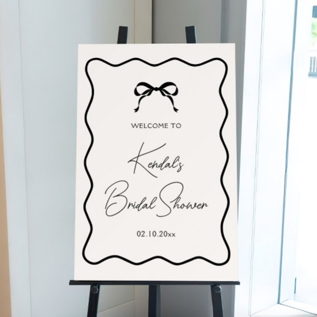 Black Bow Tying The Knot Bridal Shower Welcome Foam Board (Creator Uploaded)