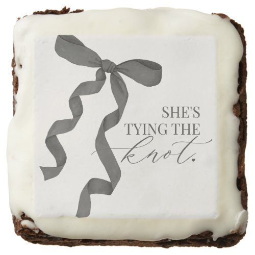 Black Bow Tying the Knot Bride Dessert Favor Brownie