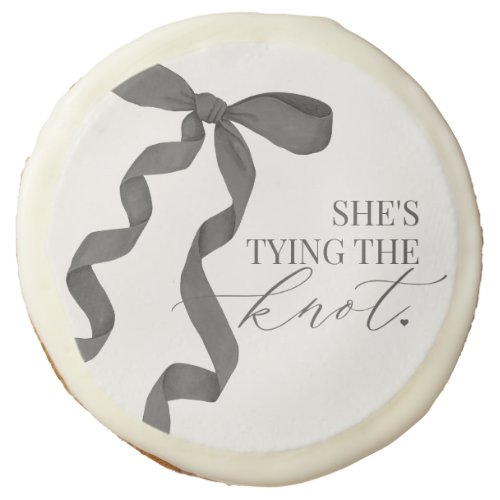 Black Bow Tying the Knot Shower Dessert Favor Sugar Cookie