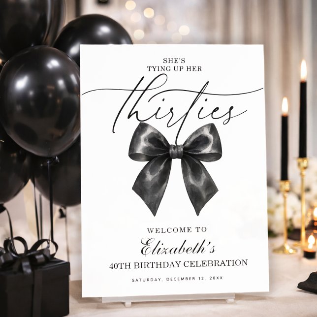 Black Bow Tying Up Her Thirties 40th Birthday Foam Board (Black Bow Tying Up Her Thirties 40th Birthday Foam Board)