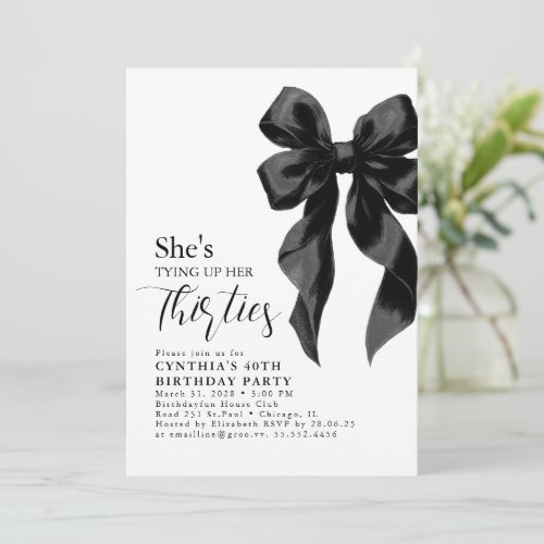Black Bow Tying Up Her Thirties 40Th Birthday