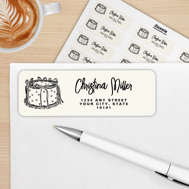 Black Bow Tying Up Her Thirties 40th Birthday Label (Creator Uploaded)