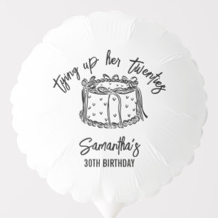 Black Bow Tying Up Her Twenties 30th Birthday Balloon