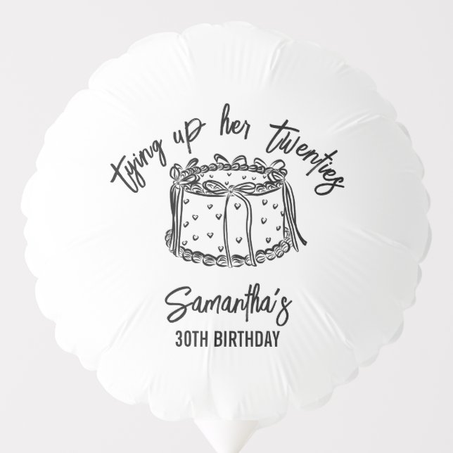 Black Bow Tying Up Her Twenties 30th Birthday  Balloon (Front)