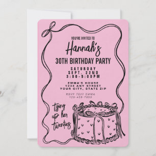 Black Bow Tying Up Her Twenties 30th Birthday Invitation
