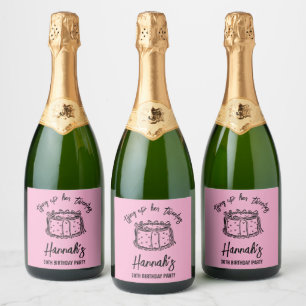 Black Bow Tying Up Her Twenties 30th Birthday Sparkling Wine Label