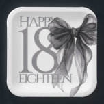 Black Bow Watercolor 18th Birthday Paper Plates<br><div class="desc">Black Bow Watercolor 18th Birthday Paper Plates</div>