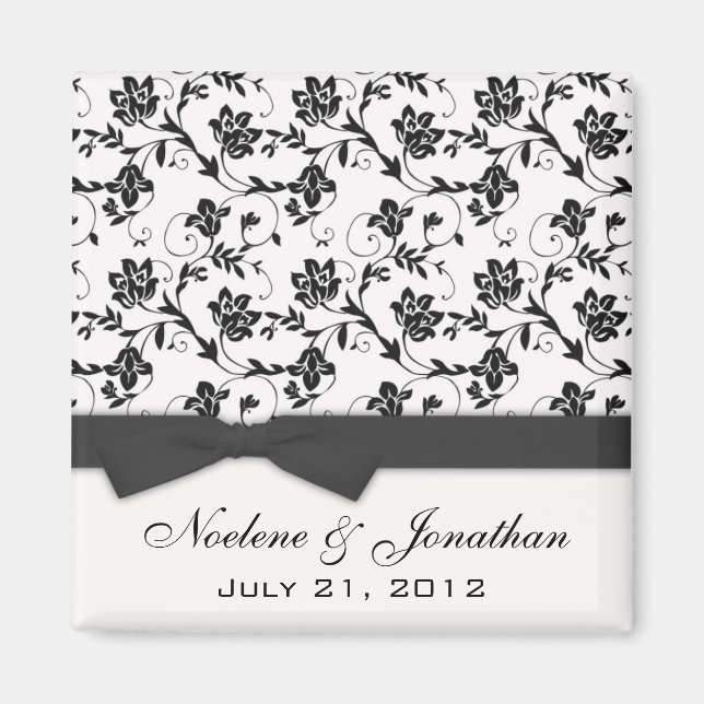 Black Bow Wedding Flower Magnet (Front)