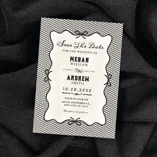 Black bow wedding invitation