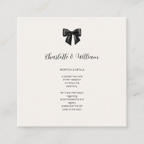 Black Bow Wedding QR Code Details Card