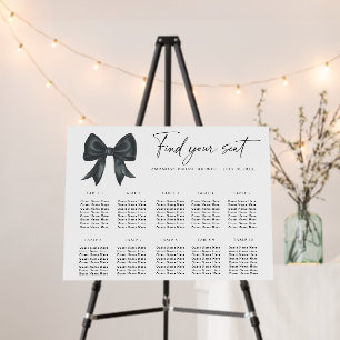 Black Bow Wedding seating chart Foam Board