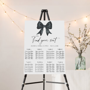 Black Bow Wedding seating chart Foam Board