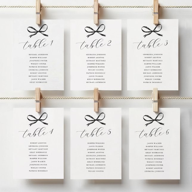 Black Bow Wedding Seating Table Number (Creator Uploaded)