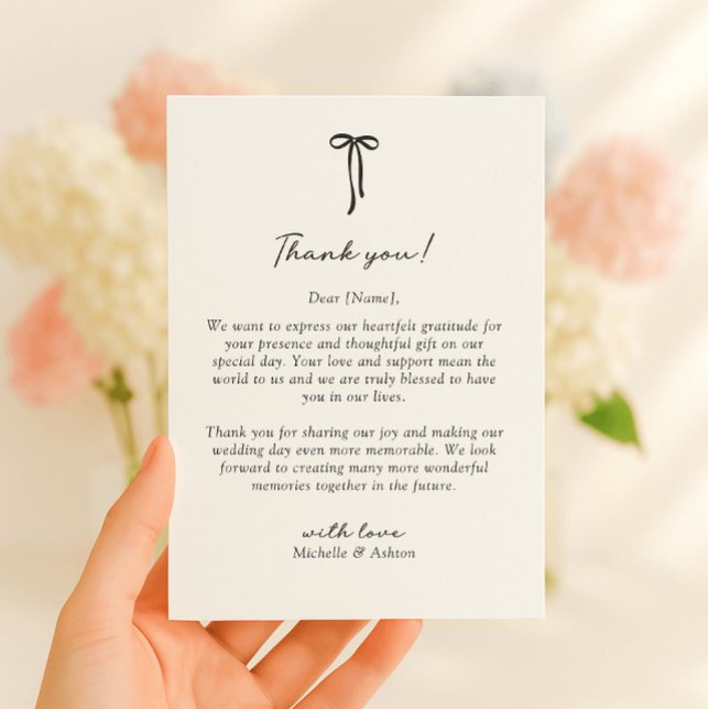 Black Bow, wedding thank you card (Creator Uploaded)