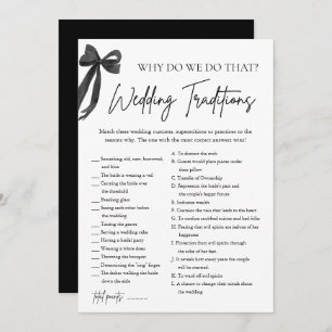 Black Bow Wedding Traditions Bridal Shower Game Invitation