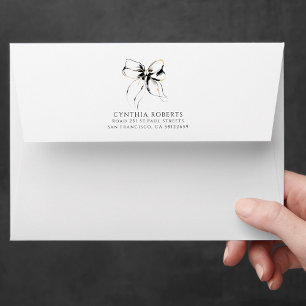 Black Bow Whimsical Modern Elegant Chic Envelope