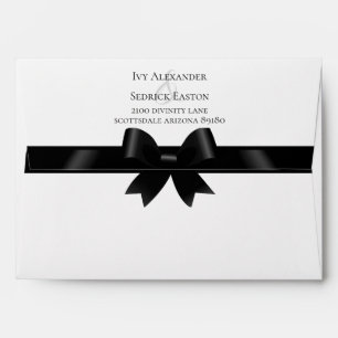 Black Bow & White Classic Wedding Invitation Envelope