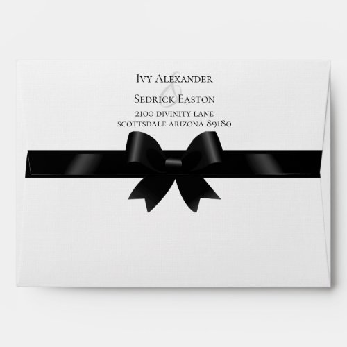 Black Bow  White Classic Wedding Invitation Envelope