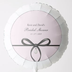 Black Bow With Pearl Old Money Style Bridal Shower Balloon