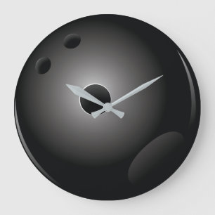 Black Bowling Ball Bowler Large Clock