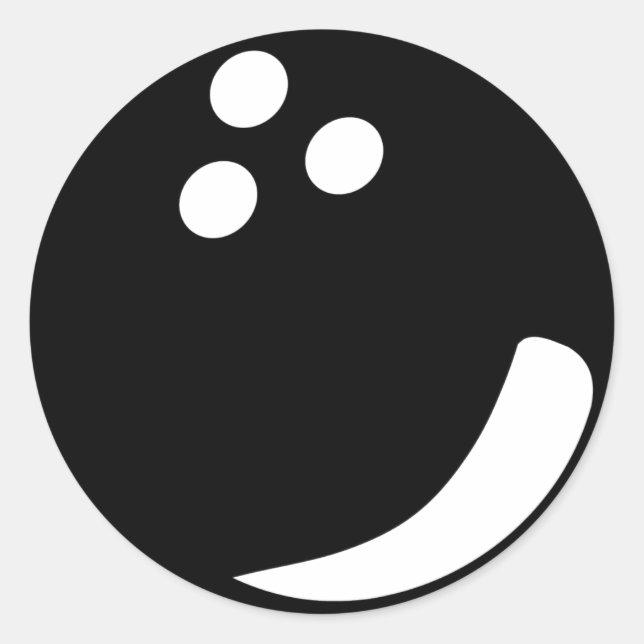 black bowling ball classic round sticker (Front)