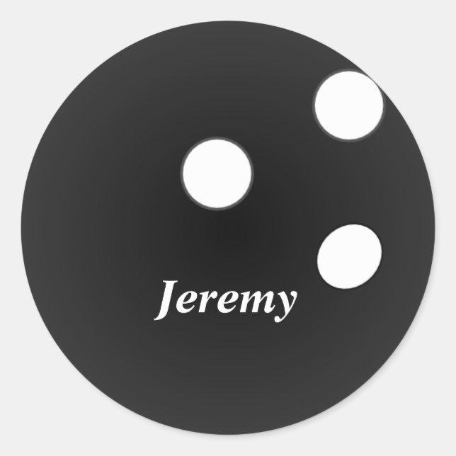 Black Bowling Ball, customizable template Classic Round Sticker (Front)