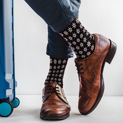 Black Bowling Pin Flower Pattern Socks