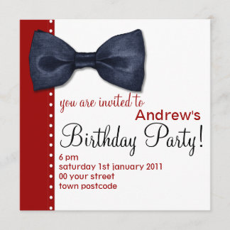 Black BowTie Birthday Invitation