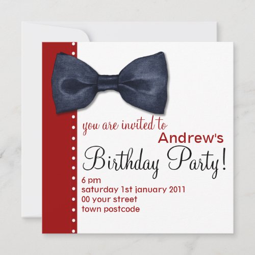 Black BowTie Birthday Invitation