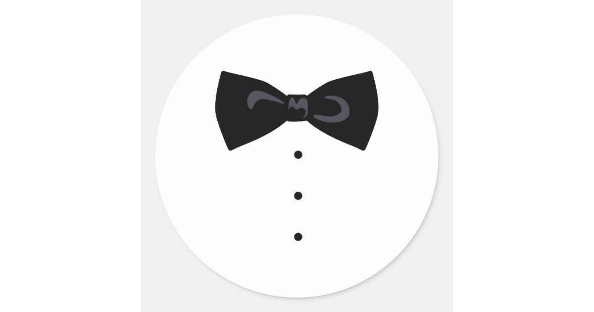 Tuxedo with Bow Tie Monogram Classic Round Sticker
