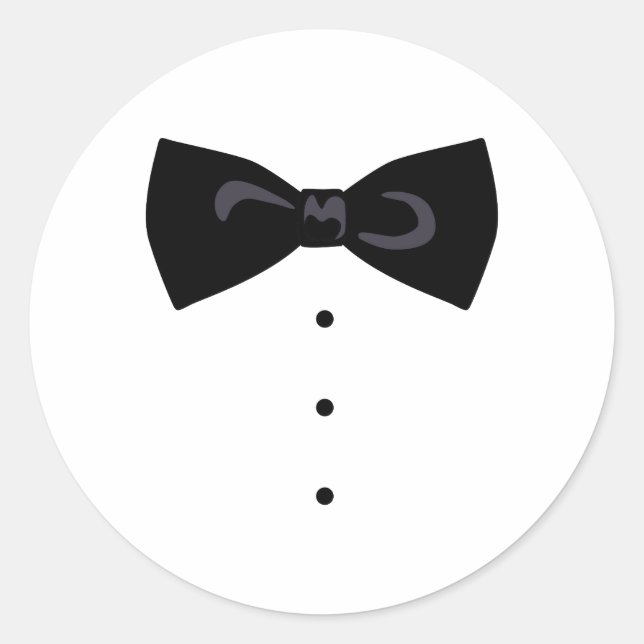 Black Bowtie Classic Round Sticker (Front)