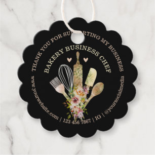 Black box Pastry Catering Bakery Chef Rustic Favor Tags