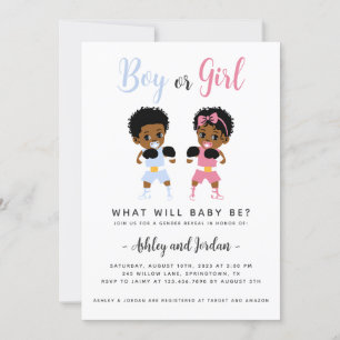 Black Boxing Babies Gender Reveal Invitation