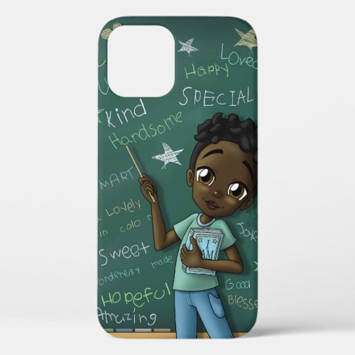 Black Boy and Affirmations iPhone 12 Case