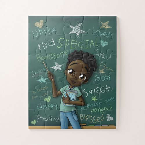 Black Boy and Positive Words Jigsaw Puzzle
