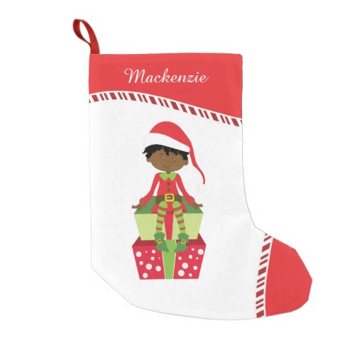 Black Boy Elf Small Christmas Stocking