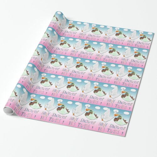 Black Boy  Girl Twins Baby Shower Gift Wrap