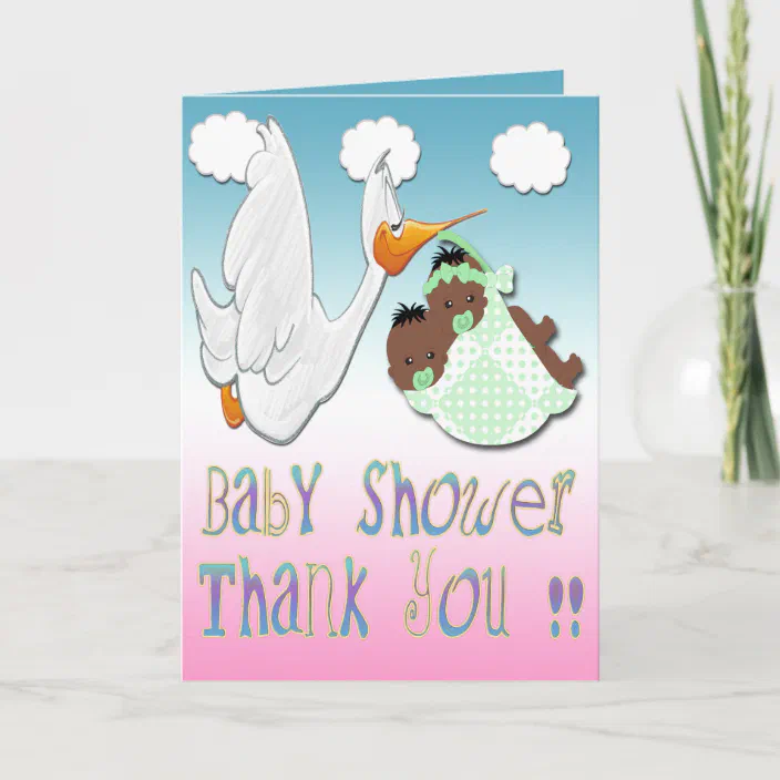 Black Boy Girl Twins Baby Shower Thank You Card Zazzle Com