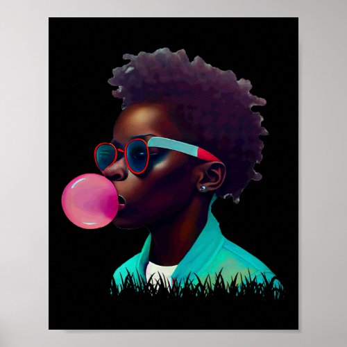 Black Boy Joy Bubble Gum Fun African Melanin Princ Poster