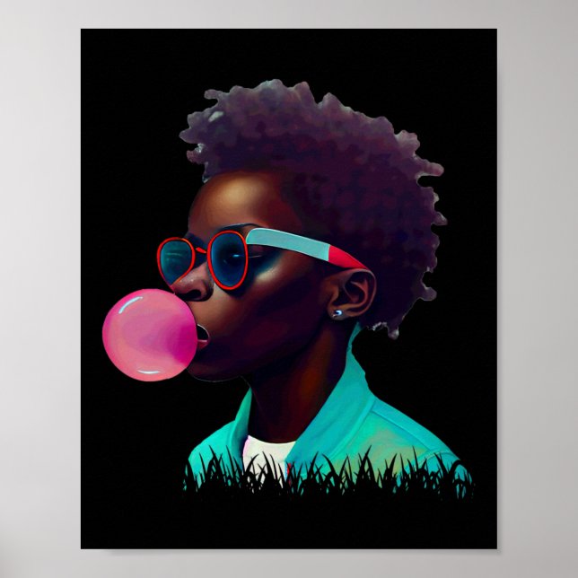 Black Boy Joy Bubble Gum Fun African Melanin Princ Poster (Front)