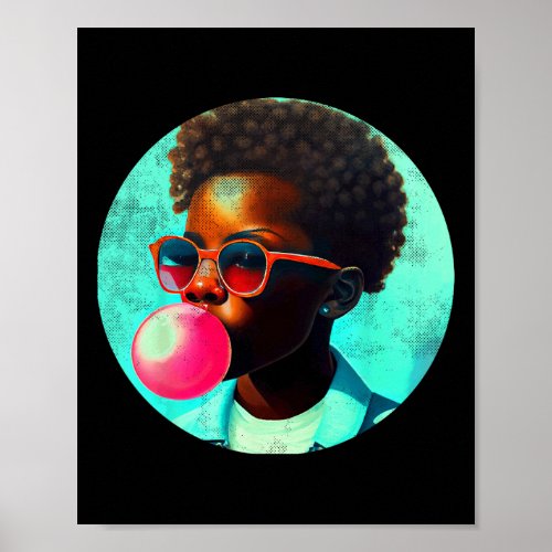 Black Boy Joy Bubble Gum Fun African Melanin Princ Poster