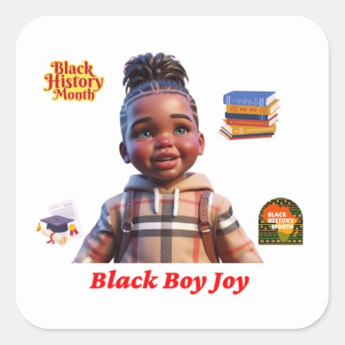 Black Boy Joy Square Sticker
